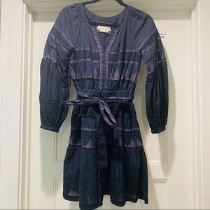Navy blue long sleeve short designer Anthropologie dress